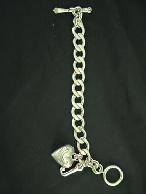 Juicy Couture Silver Heart Charm Toggle Bracelet